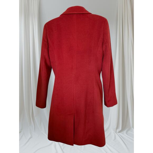 Calvin Klein Red Wool Cashmere Blend Coat Women’s Classic Button Front Jacket - Picture 4 of 12